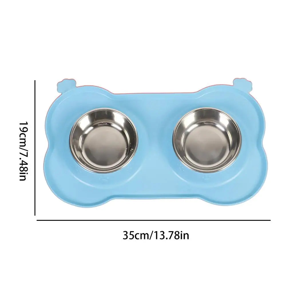 Dog Double Feeding Bowl Double Feeder Bowls For Cat Non-Slip Pets Water Dish