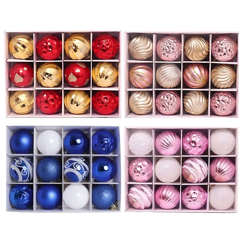 6cm Purple Red Christmas Ball Ornaments 12 Pcs Decorations
