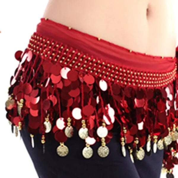 Women Belly Dance Hip Scarf Accessories Belt Skirt With Gold Color Coin Bellydance Coins Waist Chain