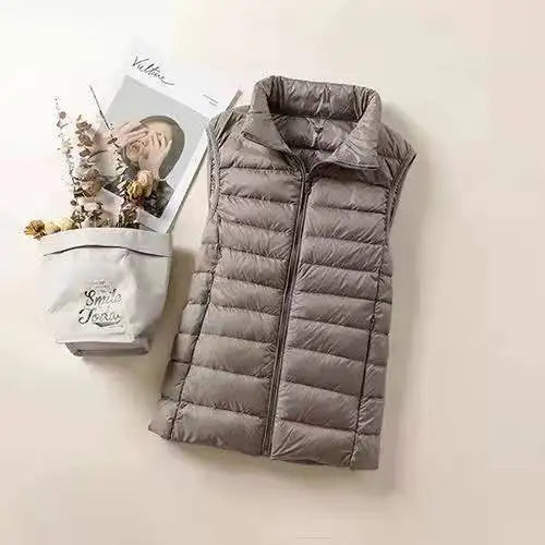 New 2024 Ultra Light Down Vest for Women Slim Sleeveless