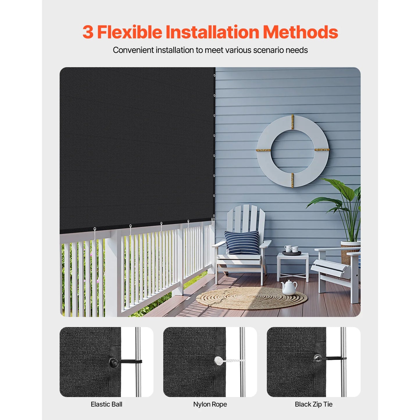 VEVOR 90 Percent Sun Shade Cloth 10x10 12 20 Feet Pergola Shade Cover 140 GSM HDPE Canopy Privacy Screen for Outdoor Patio Garden Backyard
