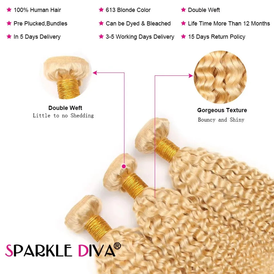 613 Blonde Body Wave 100 Percent Human Hair Bundles Brazilian Remy Weave French Curls Braiding Hair