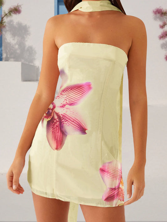 Women's Off Shoulder Maxi Dress Floral Boho Beach Belt