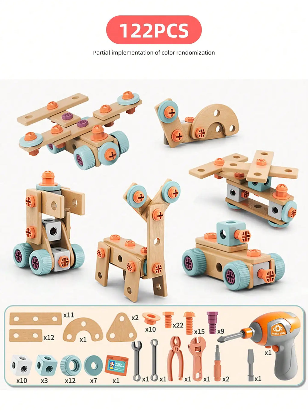 Kids Toolbox Puzzle Drill Toy Set Educational Screw Removal Electric STEM Gift