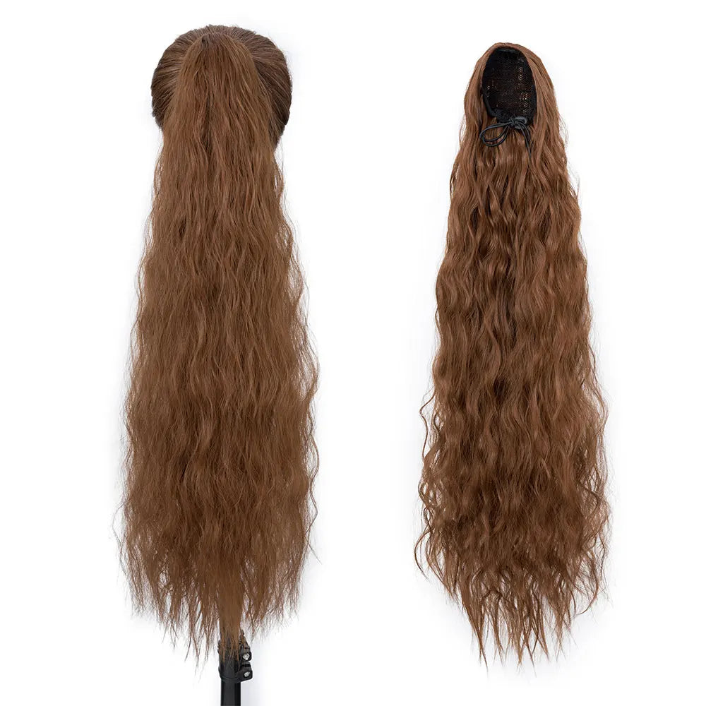 32" Long Curly Drawstring Ponytail Synthetic Hairpiece for Women Blonde Black Ponytail Clip in Hair Extensions for Daily Cosplay
