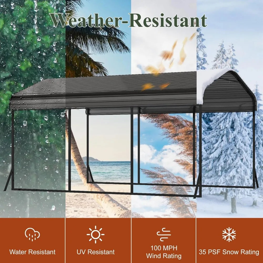 Metal Carport with Enhanced Base and Updated Frame Structure, Heavy Duty Carports Canopy with Galvanized Steel