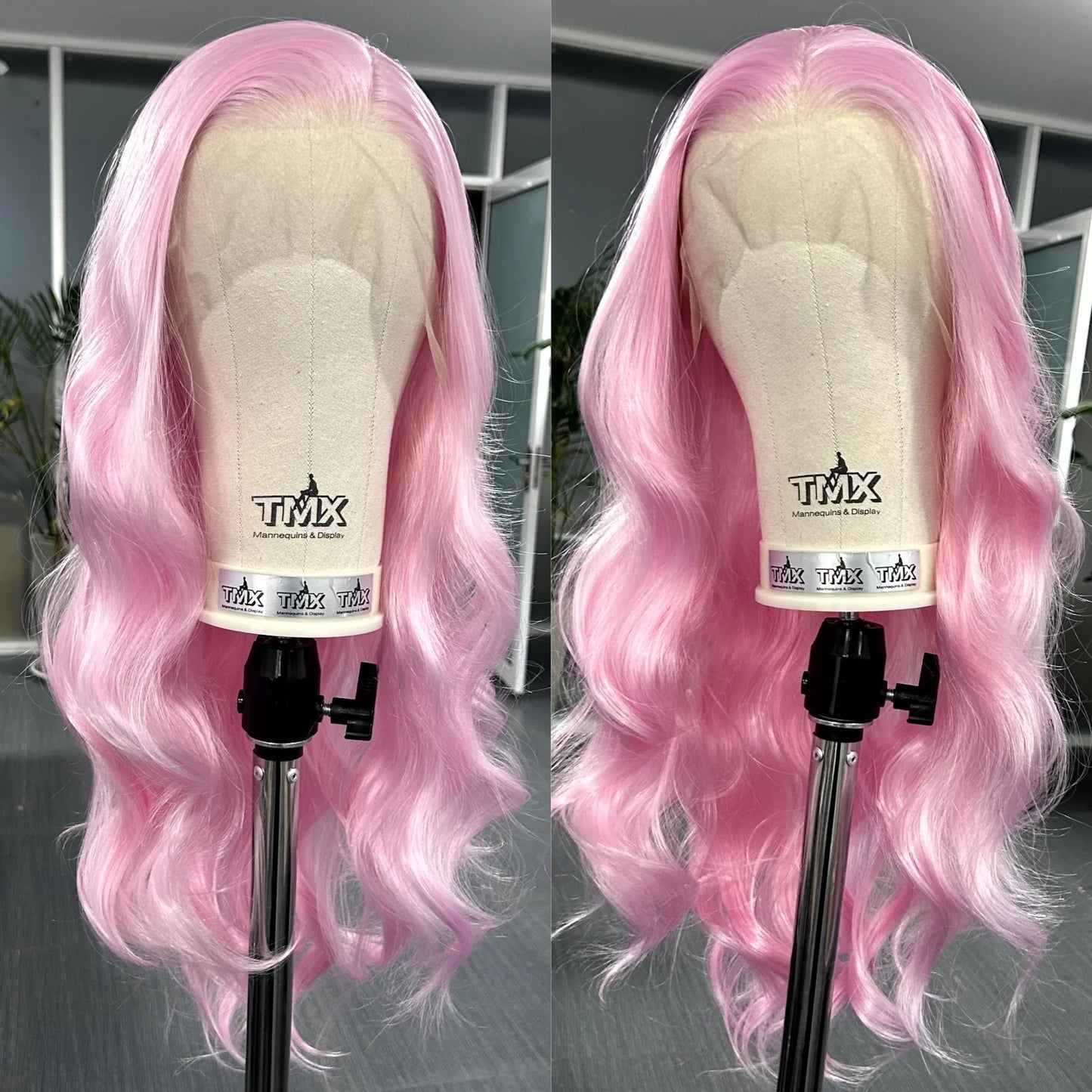 Long Pink Wavy Wig For Women Synthetic Hair Free Part Body Wave Daily Cosplay