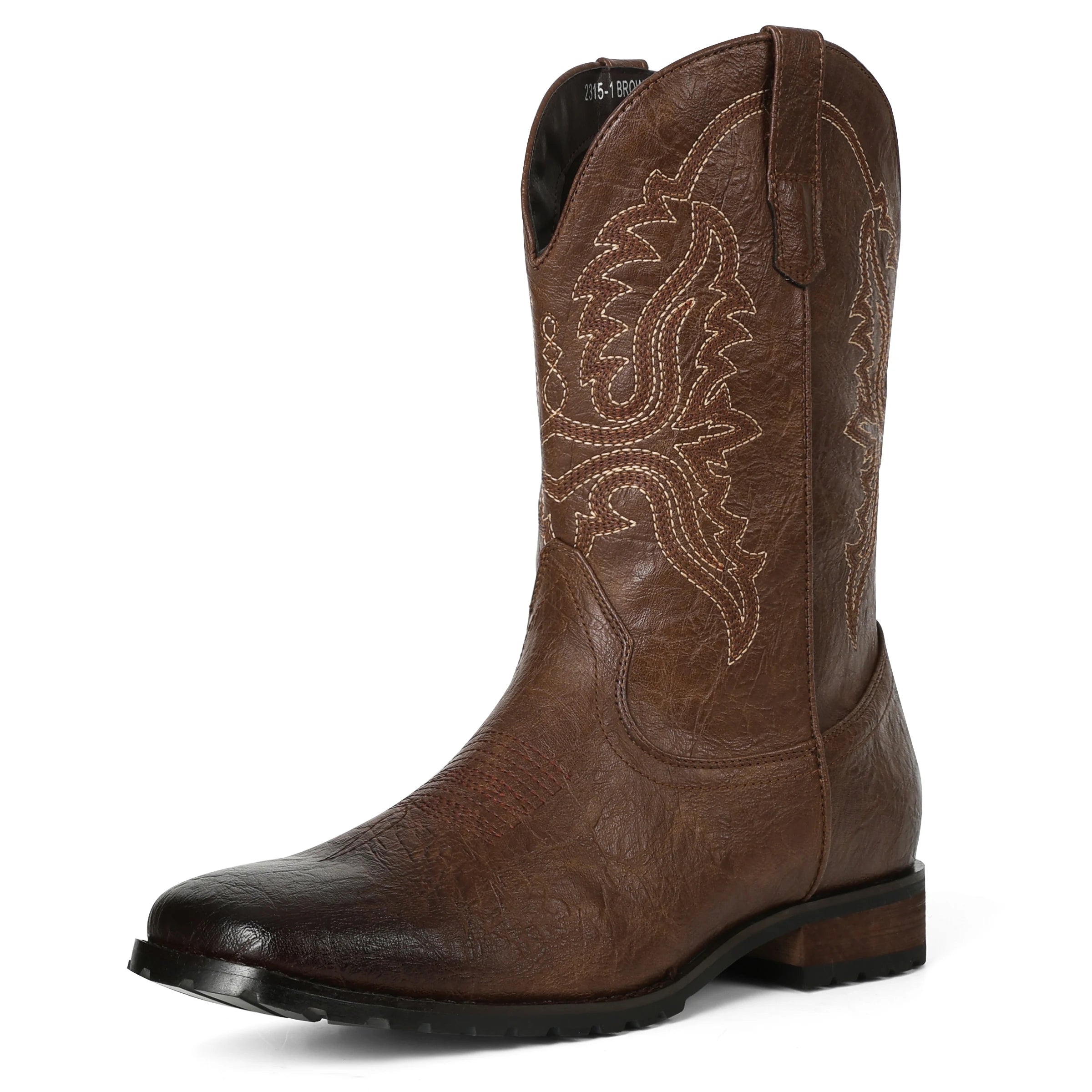 DoraTasia Plus Size 12.5 Retro Square Toe Western Boots Embroidered Pull On