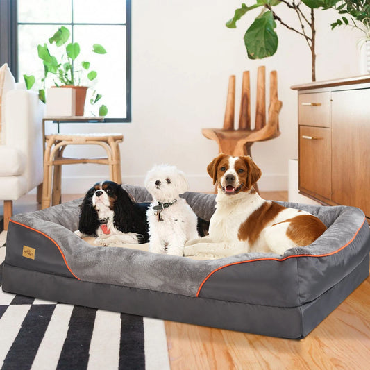 L XL 2XL 3XL Dog Bed Super Soft Orthopedic Foam Pet Sleeping Mat with Cotton Padded Bolster and Removable Cover