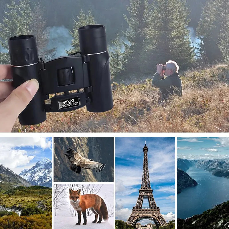 40x22 HD Binoculars BAK4 FMC Optics Long Range Folding For Hunting Outdoor