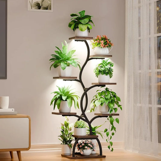 5 Tier Indoor Plant Stand With Grow Light 49 Inch Tall Shelf