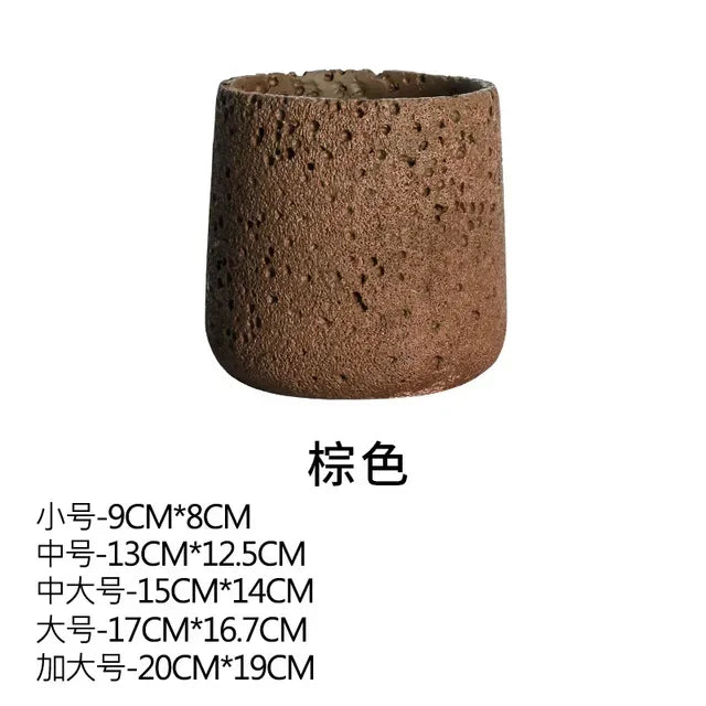 Nordic Cement Flower Pot With Tray Creative Mountain Stone Design
