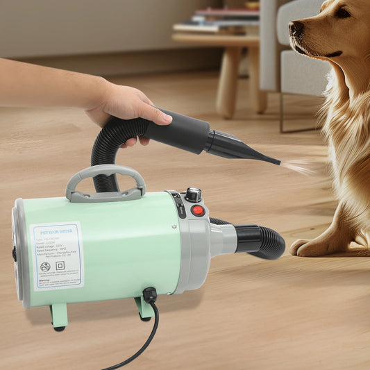 2200W Pet Hair Dryer with Adjustable Wind Speed and 4 Nozzles
