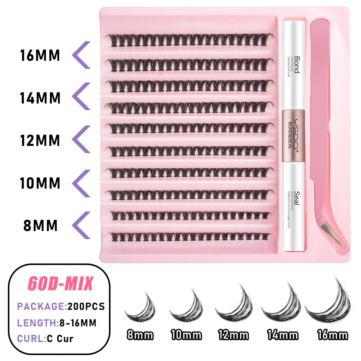Lash Clusters Set DIY Lashes Extension Kit 5-16mm Clusters