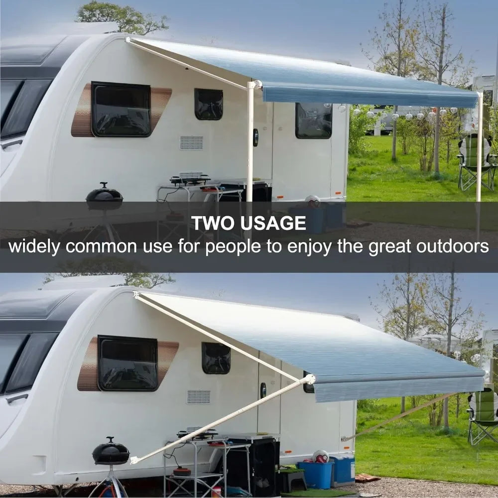 Manual RV Awning White Modular Retractable Awning Complete Kit for RV 5th Wheel Travel Trailers Toy Haulers