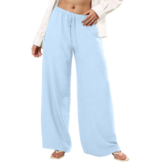 Womens Palazzo Pants Wide Leg Summer Casual Trousers Beach