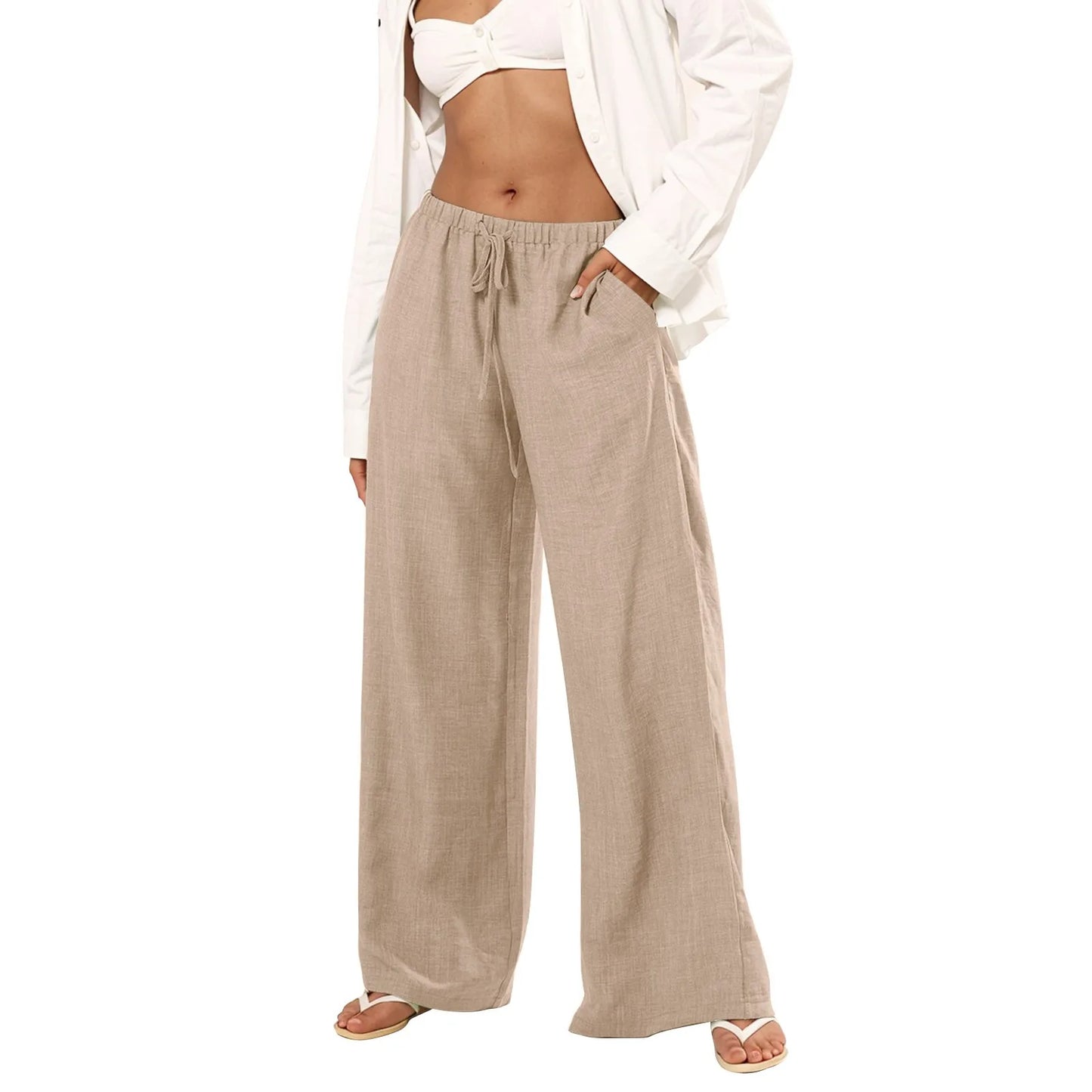 Womens Palazzo Pants Wide Leg Summer Casual Trousers Beach