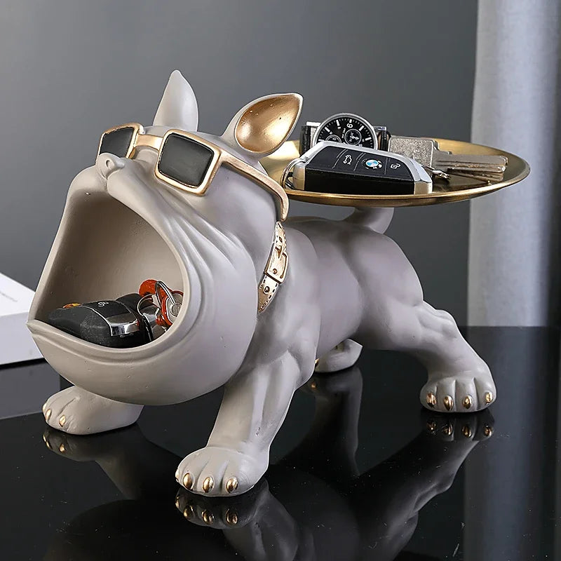 30cm Bulldog Figurine Dog Statue With Resin Storage Box For Home Decor Sculpture