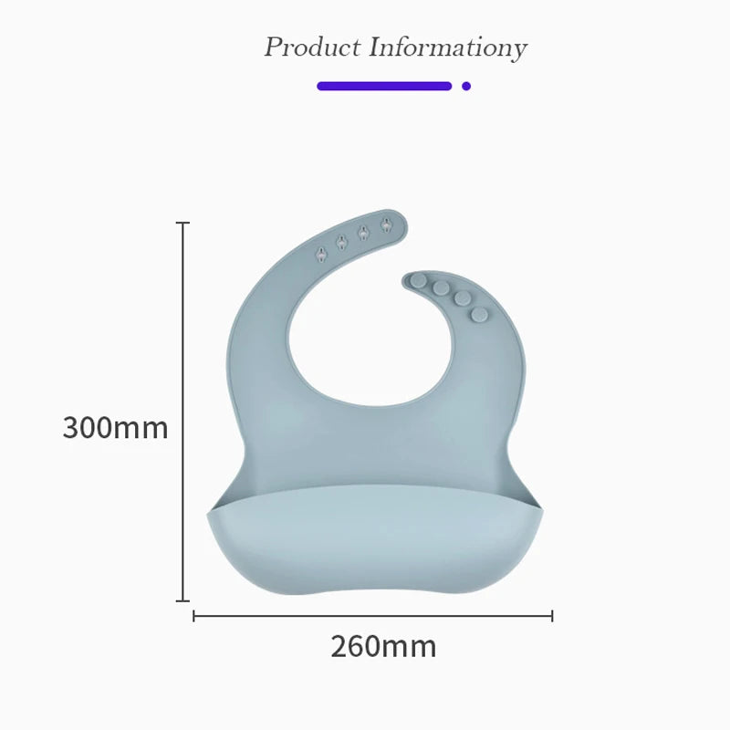 Baby Silicone Bib Waterproof Soft Solid Color Adjustable Bibs