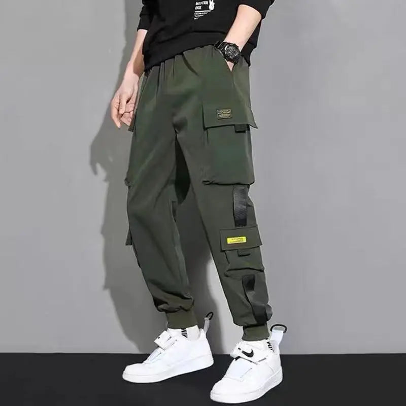 Men Streetwear Cargo Jogger Pants With Multi Pockets Casual Loose Fit