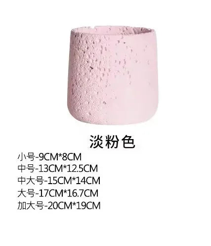 Nordic Cement Flower Pot With Tray Creative Mountain Stone Design