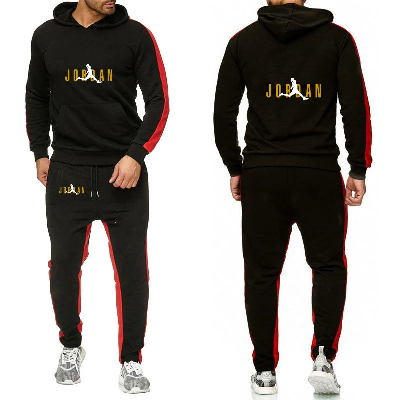 Men's Cotton Hoodie And Sweatpants Set Solid Color Spring Autumn Sportswear