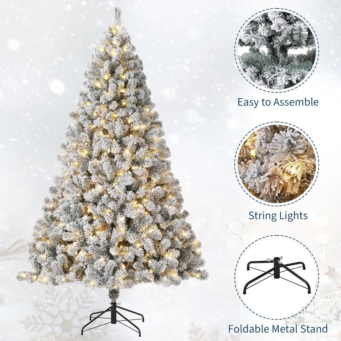7.5Ft Prelit Christmas Tree With 450 Warm White Lights