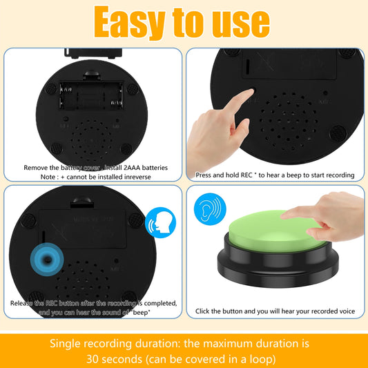 6 Color Voice Recording Buttons for Pet Training - 30-Second Record & Playback
Transform your pet's communication skills with the 6 Color Voice Recording Button set! Perfect for dogs and cats, these interactive buttons offer