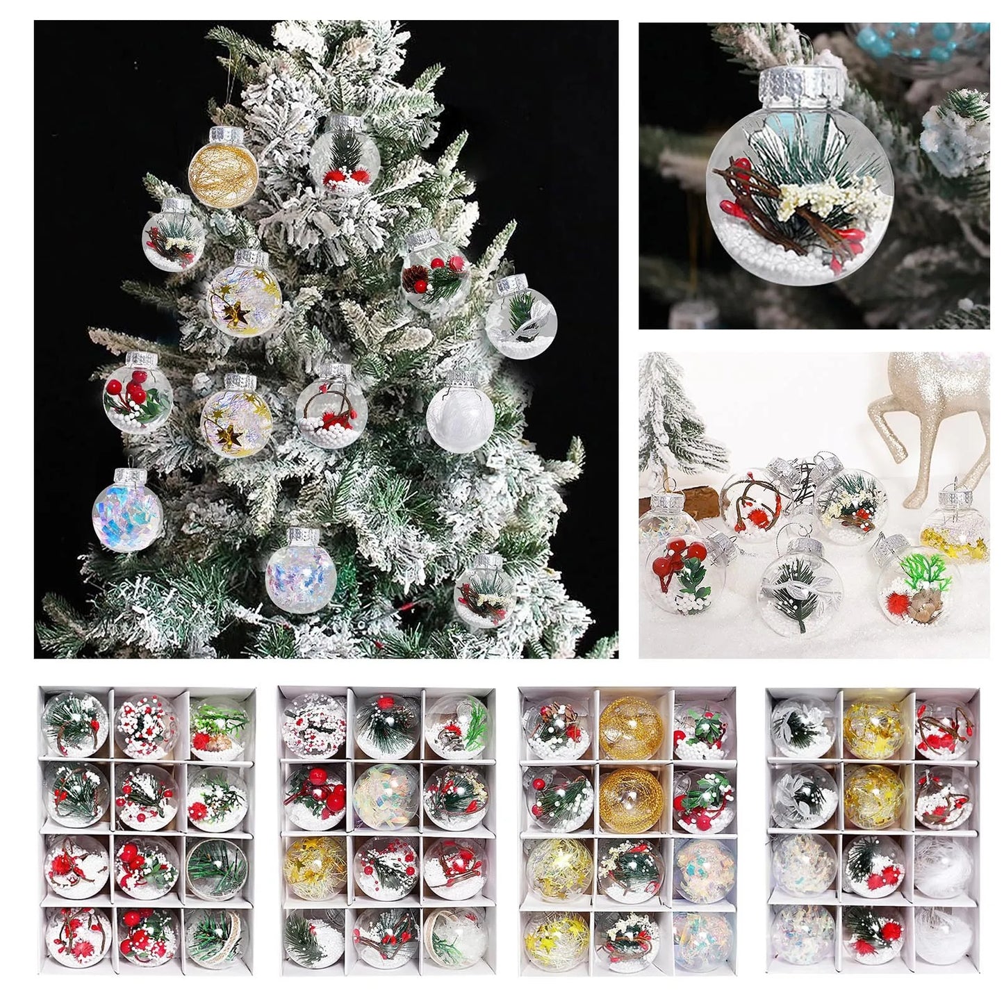 6cm Christmas Ball Ornaments Set 12pc Xmas Tree Decorations