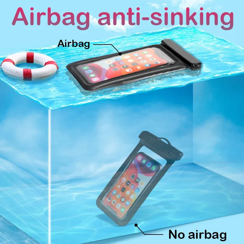 Floating Airbag Waterproof Phone Case Universal Swim Bag For Smartphones