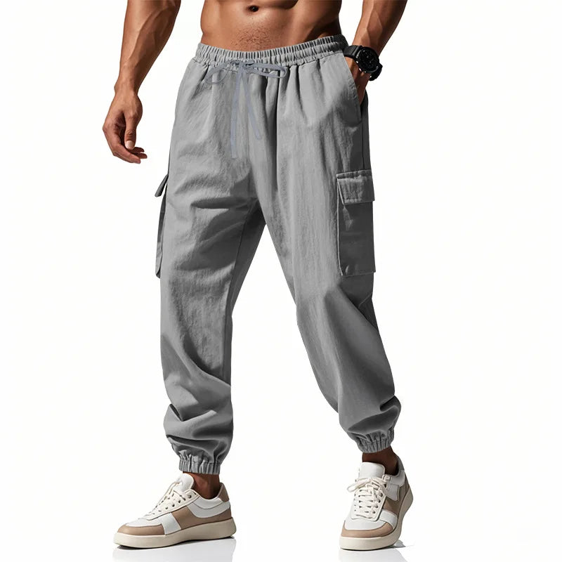 Mens Cotton Linen Work Pants Breathable Casual For Spring Autumn Beach