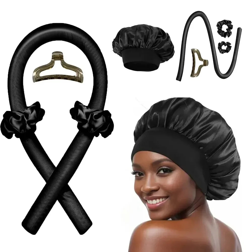Heatless Curling Night Cap Headband Overnight Curler Hair Rollers Soft Hair