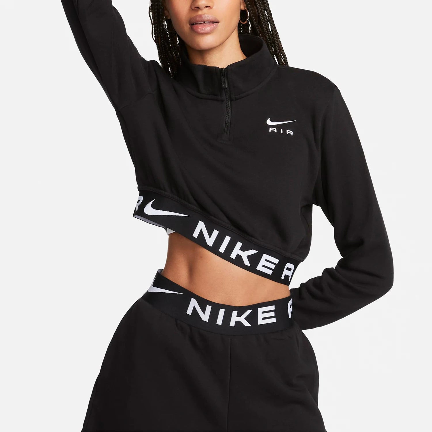 Nike Women's Loose Short Half Zip Sweatshirt FB8068 010