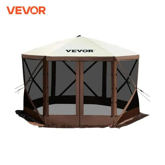 VEVOR Pop Up Camping Gazebo Canopy Shelter 6 Sided 12 x 12 10 x 10 Sun Shade Tents and Canopies for Camping and Hiking