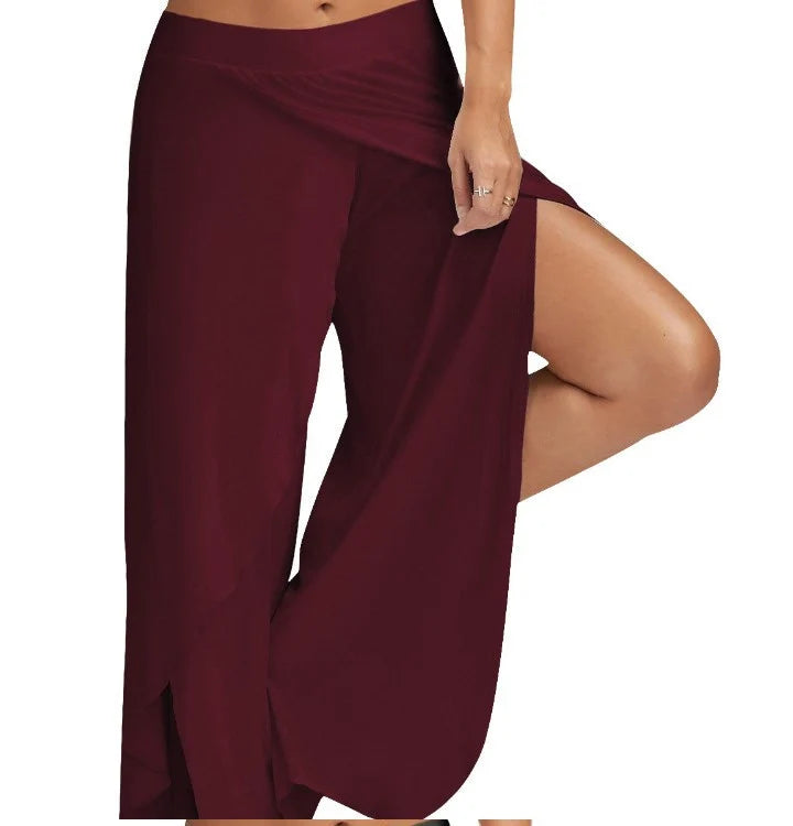 Plus Size Women Wide Leg Yoga Pants Elastic Waist Casual