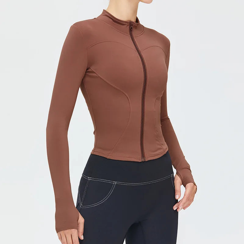 Zipper Long Sleeve Sports Jacket Women Gym Yoga Activewear Top