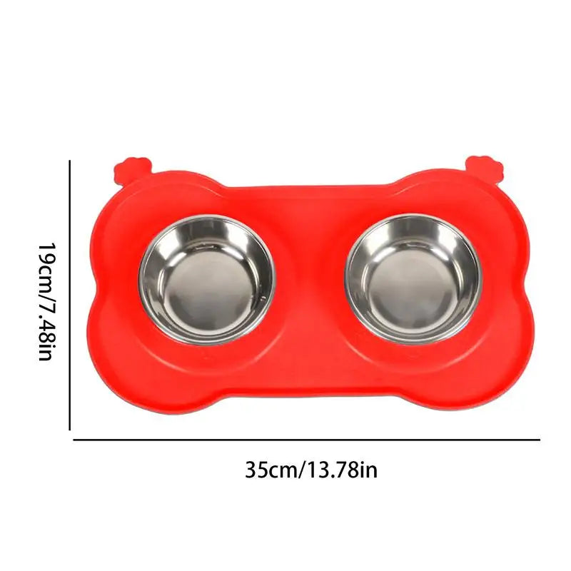 Dog Double Feeding Bowl Double Feeder Bowls For Cat Non-Slip Pets Water Dish