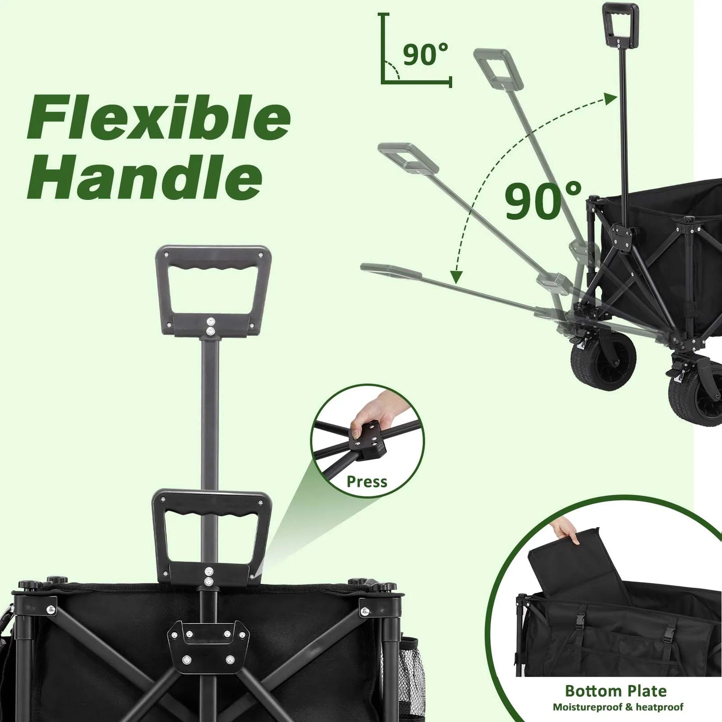 Collapsible Folding Wagon Cart Portable Large Capacity Camping Wagon All Terrain Foldable Wagon Heavy Duty Utility Wagon Cart