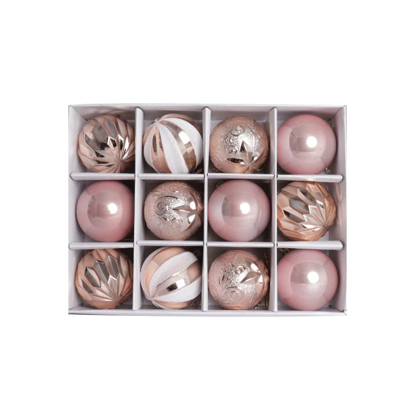 6cm Purple Red Christmas Ball Ornaments 12 Pcs Decorations