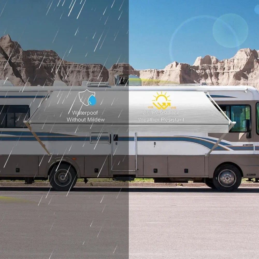 Manual RV Awning White Modular Retractable Awning Complete Kit for RV 5th Wheel Travel Trailers Toy Haulers