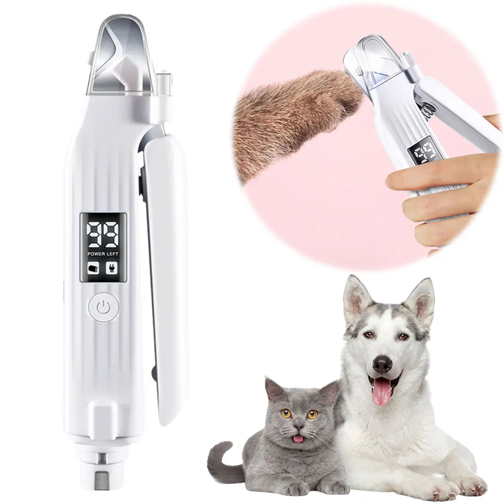 2 in 1 Electric Pet Nail Trimmer with LED Lights for Dogs and Cats