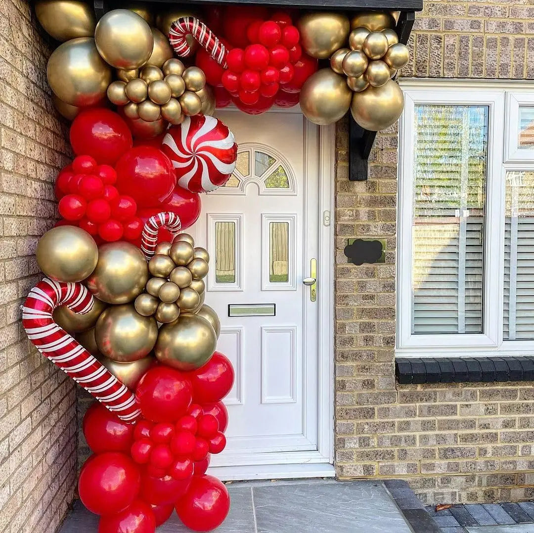 109 Pcs Christmas Balloon Set Candy Aluminum Film Balloons Red Green White Arch Wreath Set