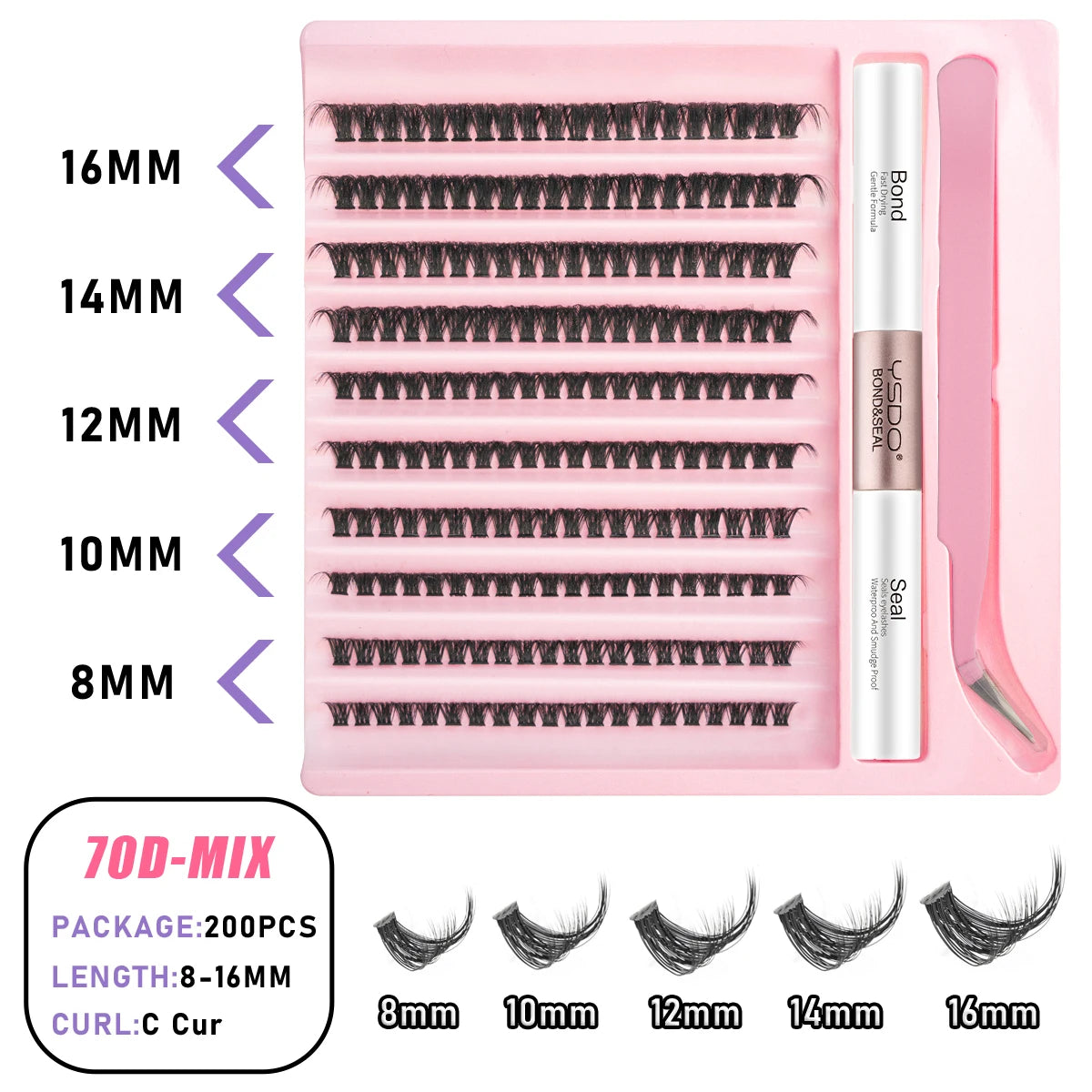 Lash Clusters Set DIY Lashes Extension Kit 5-16mm Clusters