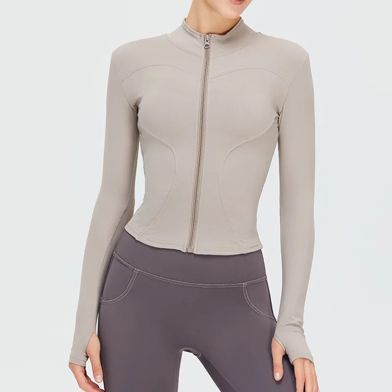 Zipper Long Sleeve Sports Jacket Women Gym Yoga Activewear Top