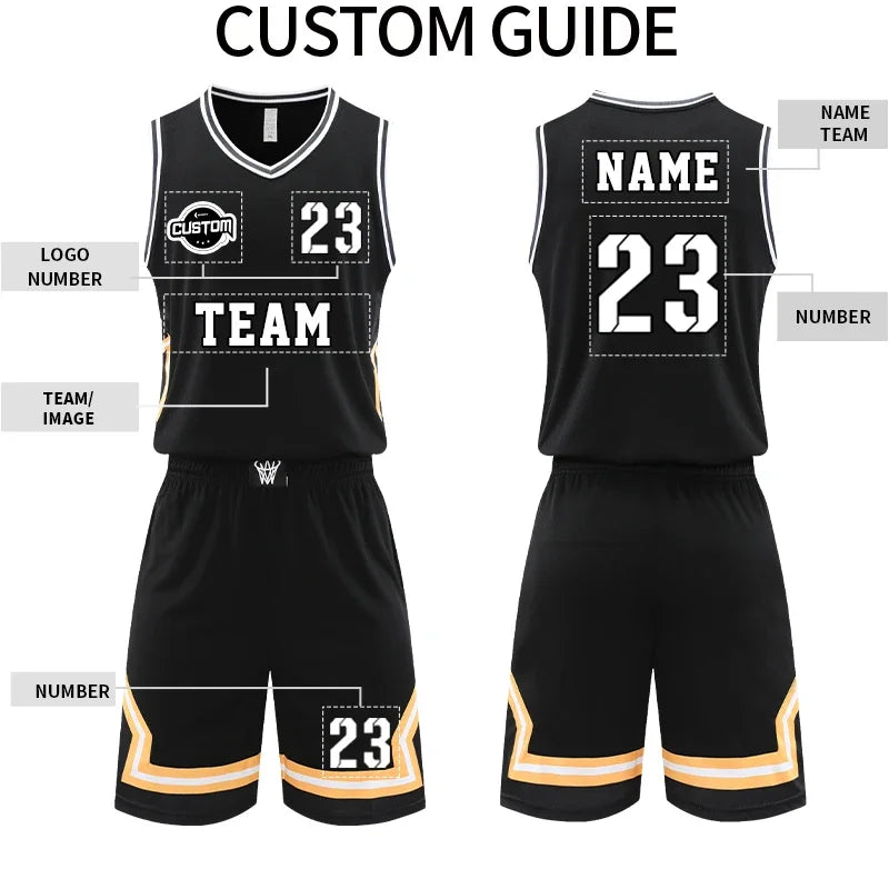 Men's Plus Size Quick Dry Basketball Jersey Set Uniform For Training YW S011