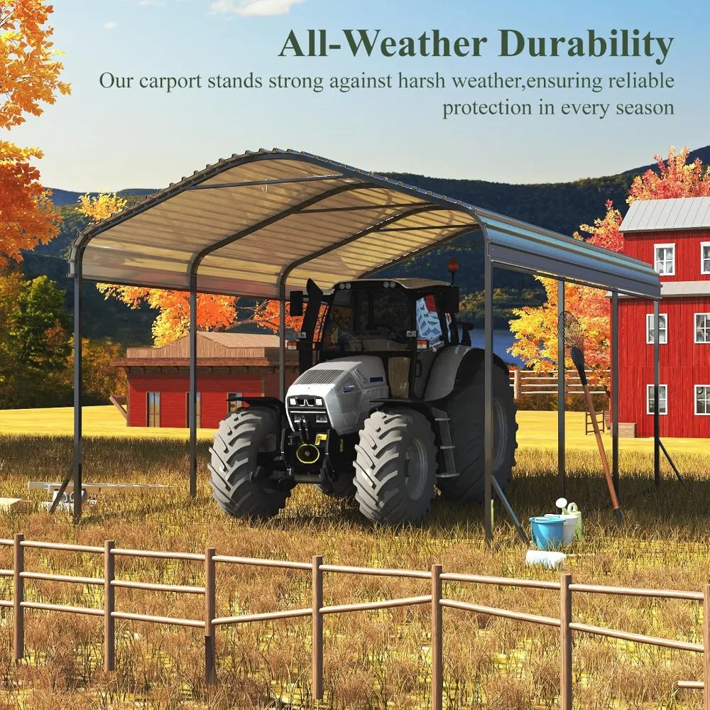 Metal Carport with Enhanced Base and Updated Frame Structure, Heavy Duty Carports Canopy with Galvanized Steel