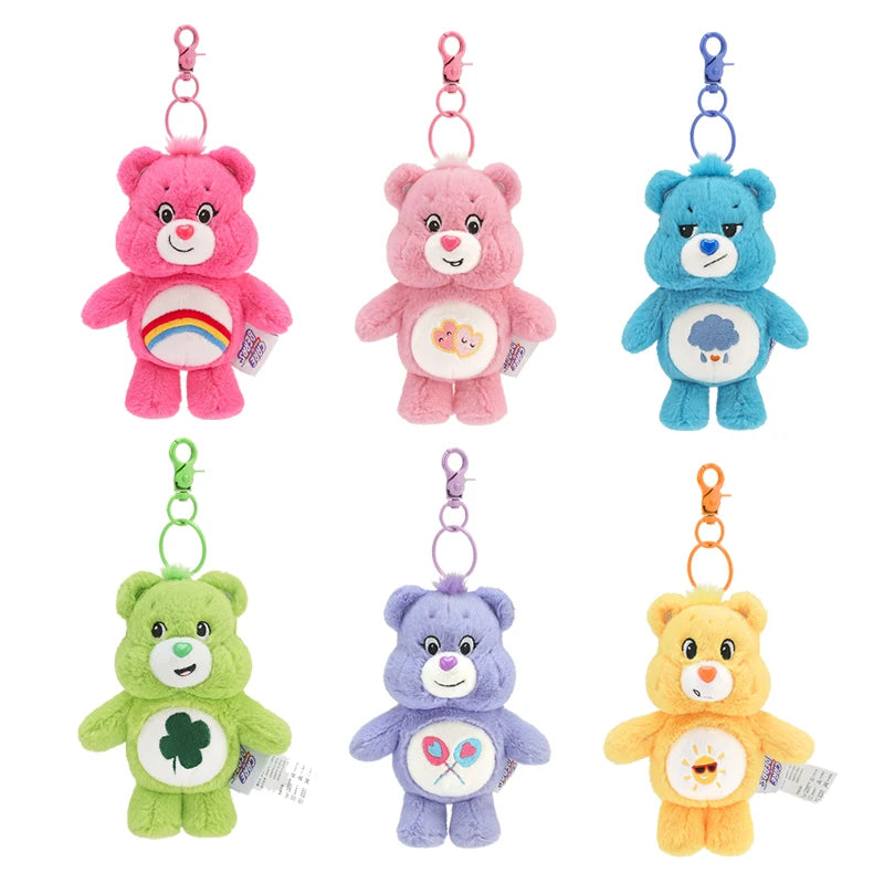 Care Bears Plush Rainbow Bear Kawaii Keychain Bag With Sound Toy Gift