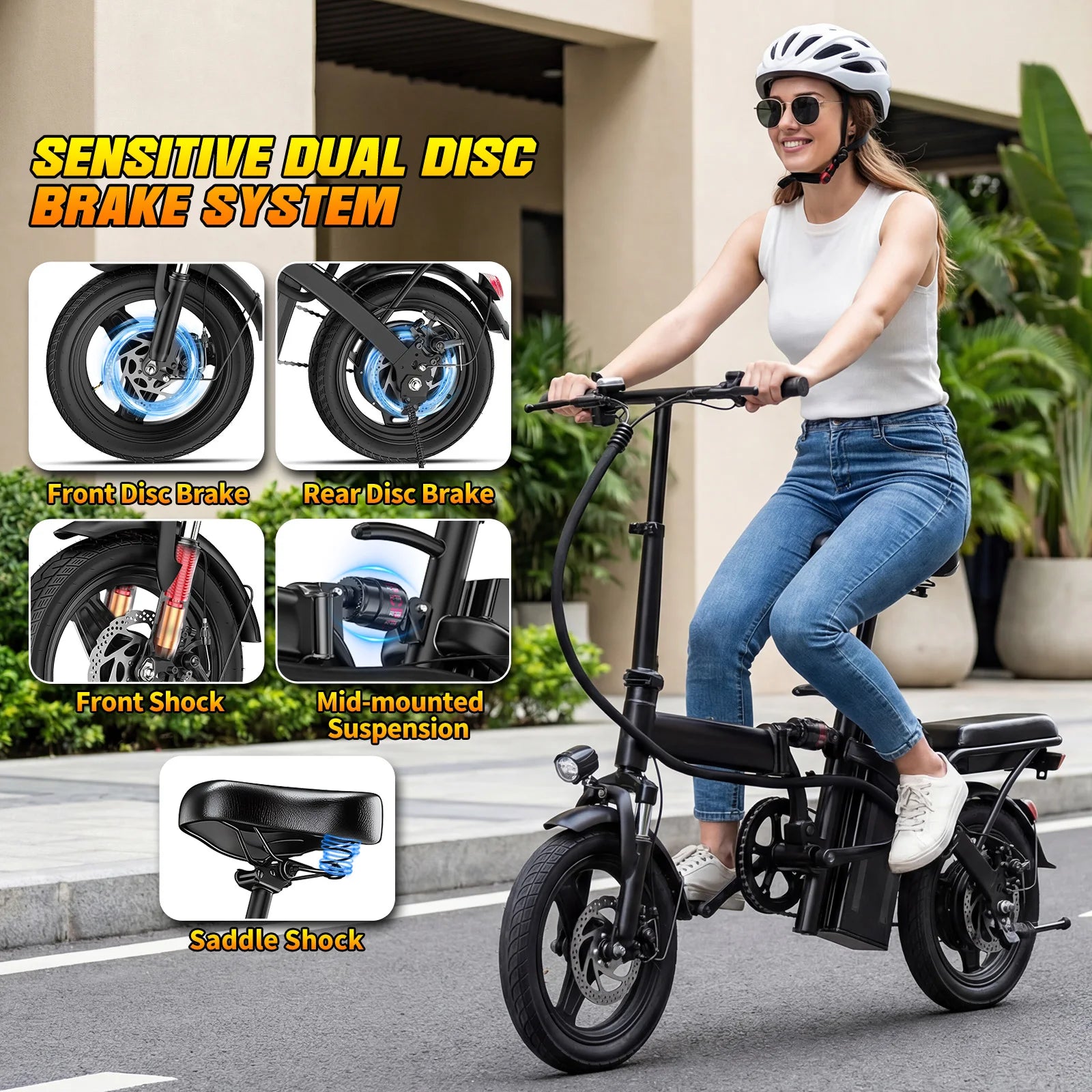 560W Foldable Electric Bike for Adults Detachable Battery 24 MPH Urban Commuter