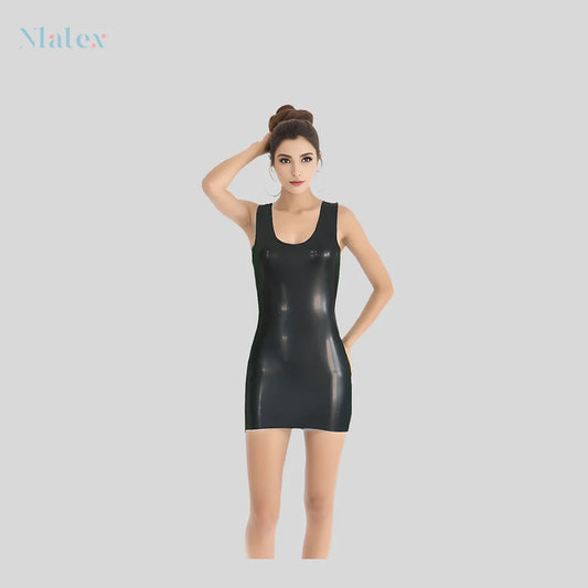 Women's Sleeveless Mini Dress - Natural, Sexy, and Sustainable Fashion in Pure Latex Party, Clubwear, or Cosplay Outfit
