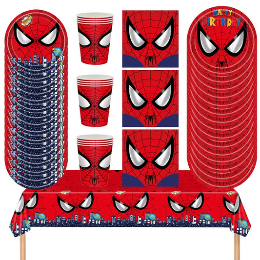 New Disney Spiderman Birthday Party Decor Plates Napkins Paper Cups Tablecloth Banner Superhero Theme Party Supplies
